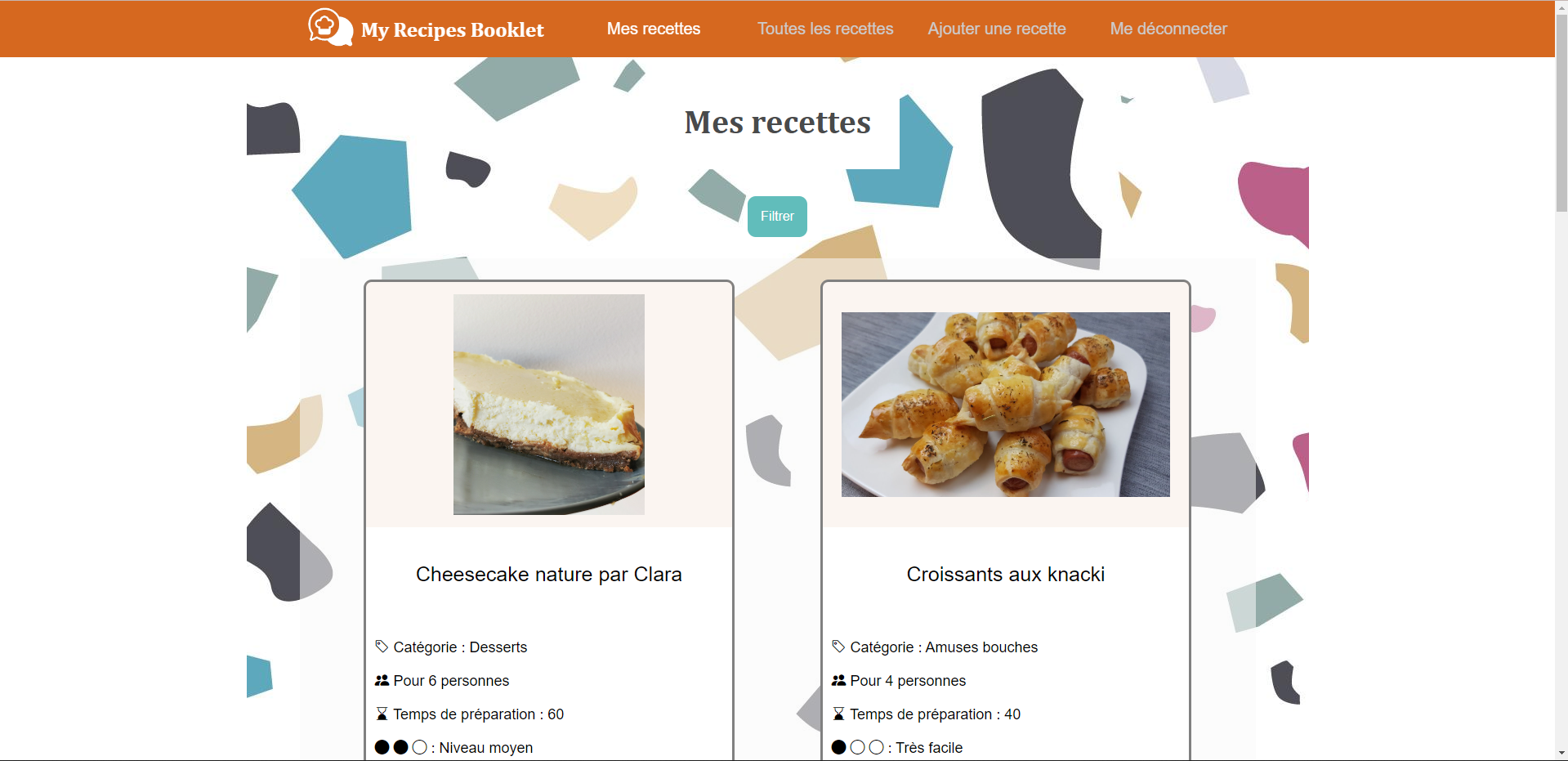 site web créé par lancelle clara : Mon carnet de recettes / My recipes booklet